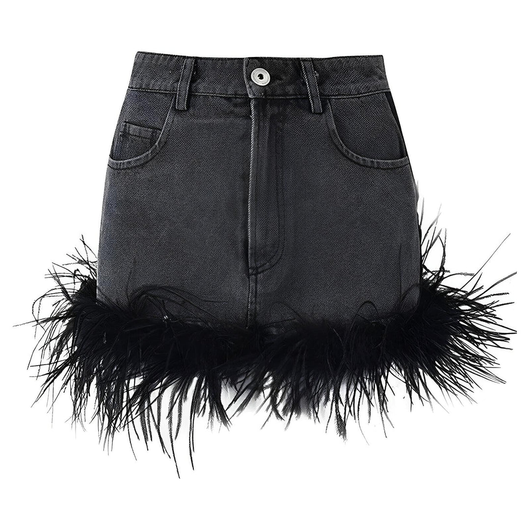 Aria Faux Fur Denim Mini Skirt