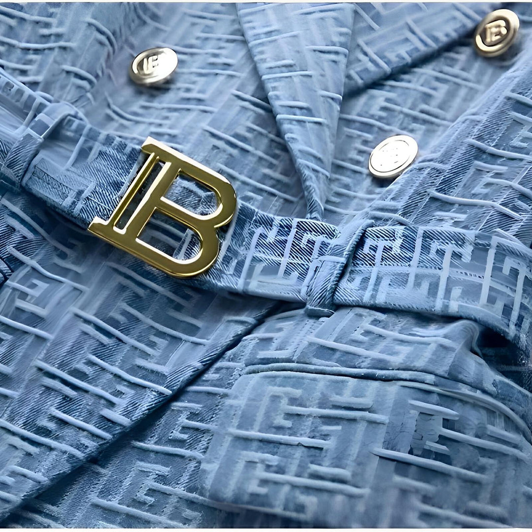 Bianca Belted Blazer - Denim Blue