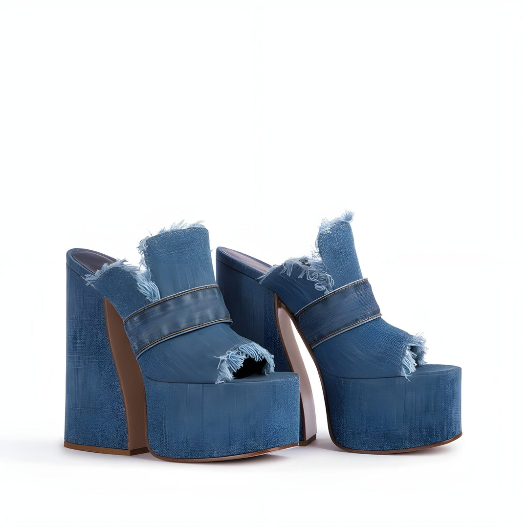 Denim Platform Pumps