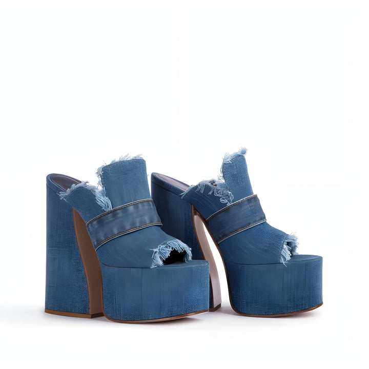 Denim Platform Pumps
