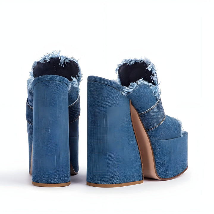 Denim Platform Pumps