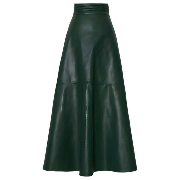 Elara Faux Leather Midi Skirt