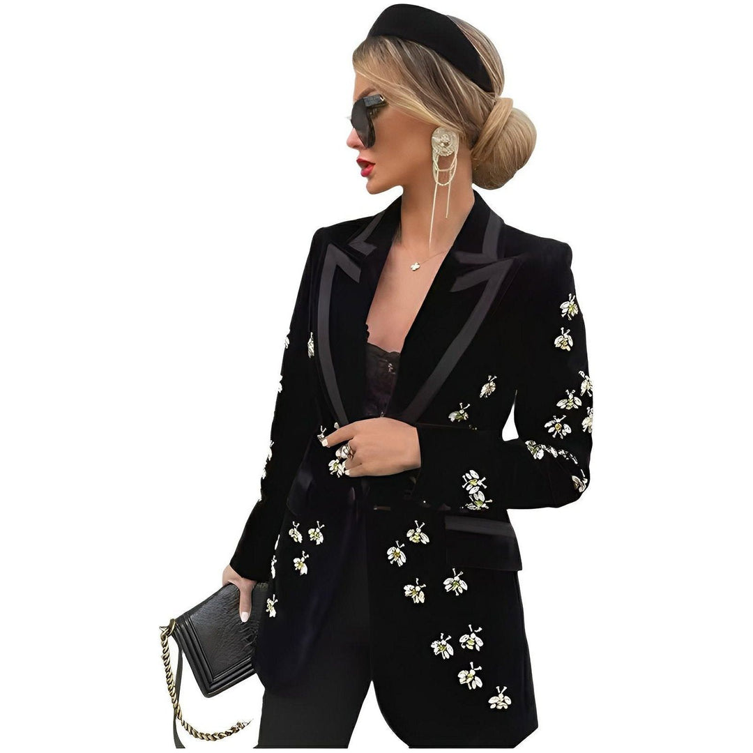 Giata Velvet Embroidered Blazer