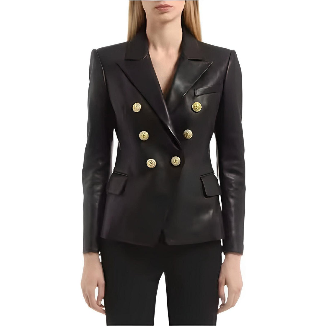 Noelle Faux Leather Blazer