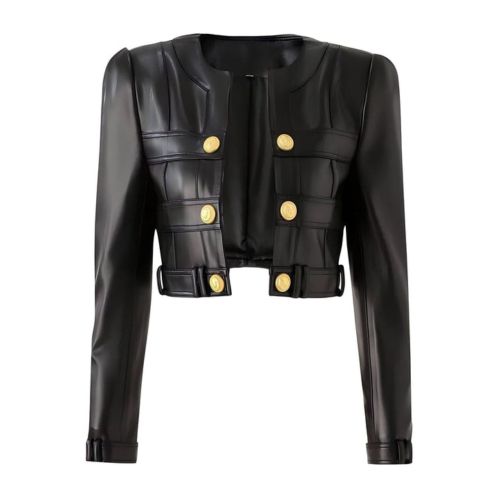 Nya Cropped Leather Jacket