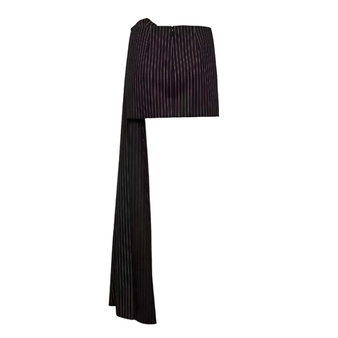 Pinstripe Asymmetric Mini Skirt