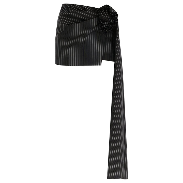 Pinstripe Asymmetric Mini Skirt