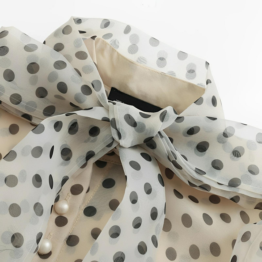 Polka-Dot Ribbon Blouse