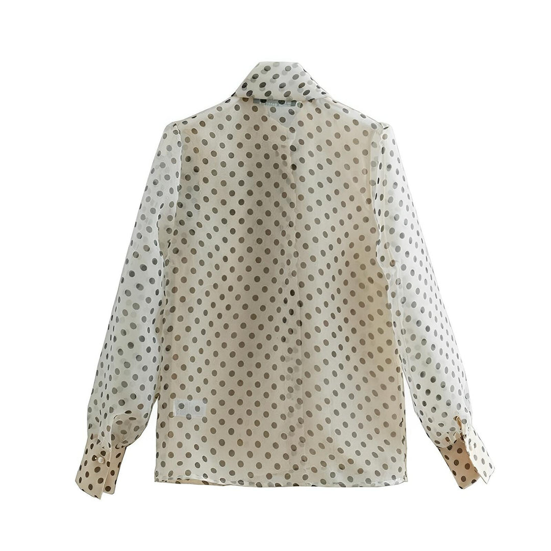 Polka-Dot Ribbon Blouse