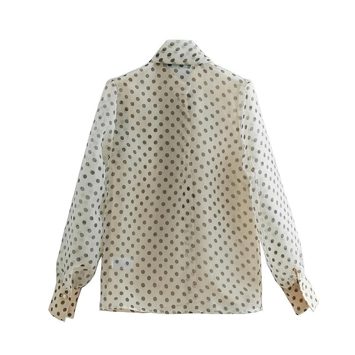 Polka-Dot Ribbon Blouse