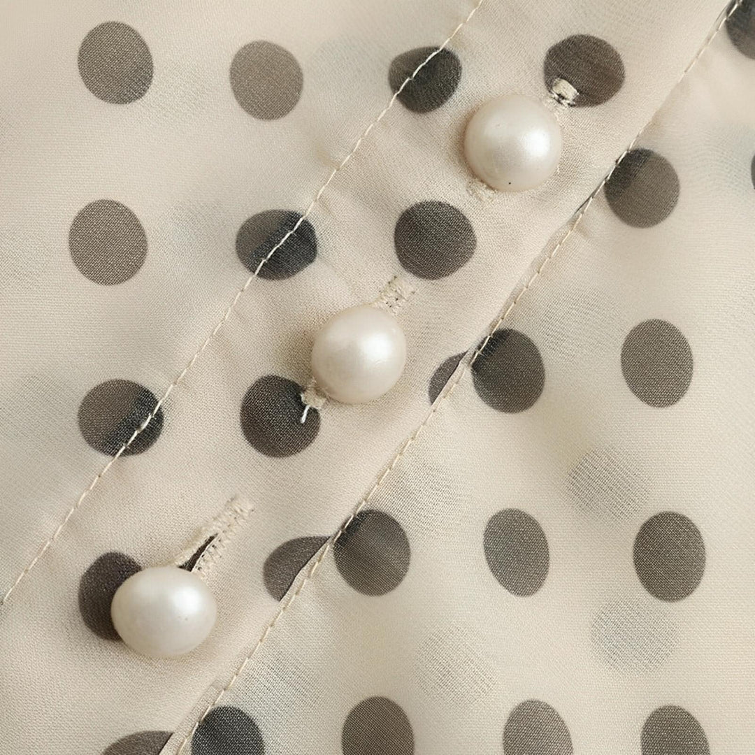 Polka-Dot Ribbon Blouse