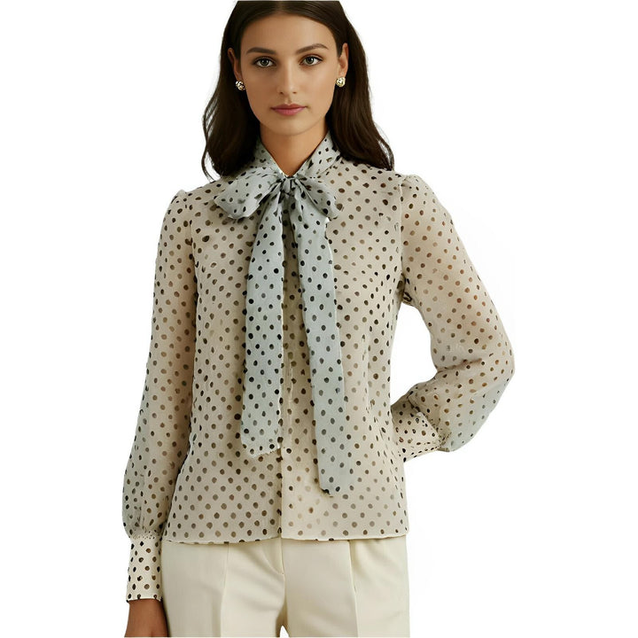 Polka-Dot Ribbon Blouse