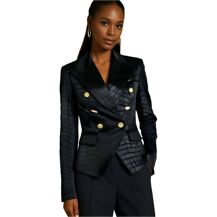 Una Faux Leather Blazer