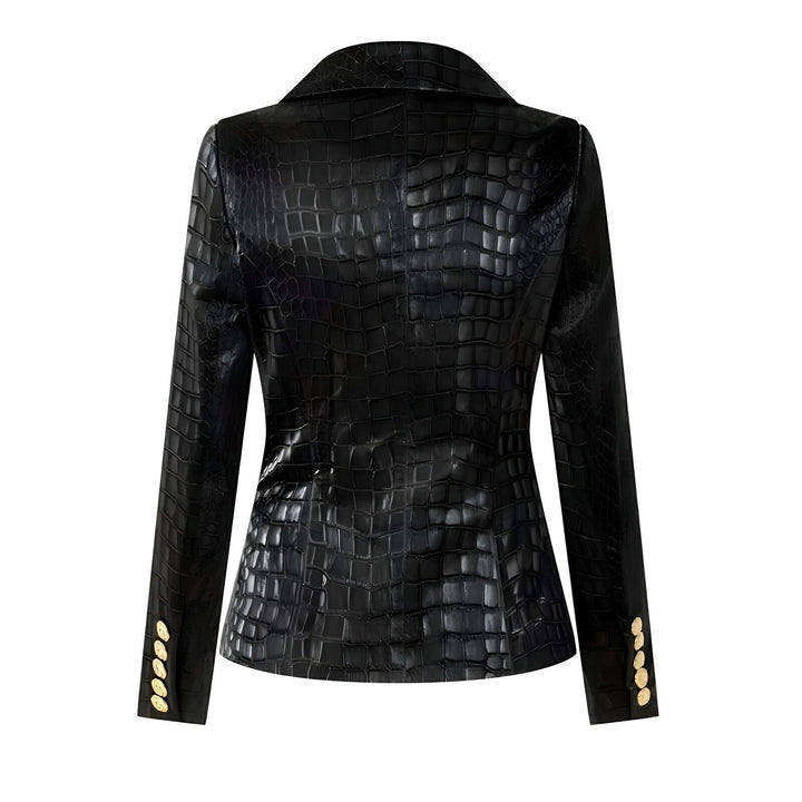Una Faux Leather Blazer