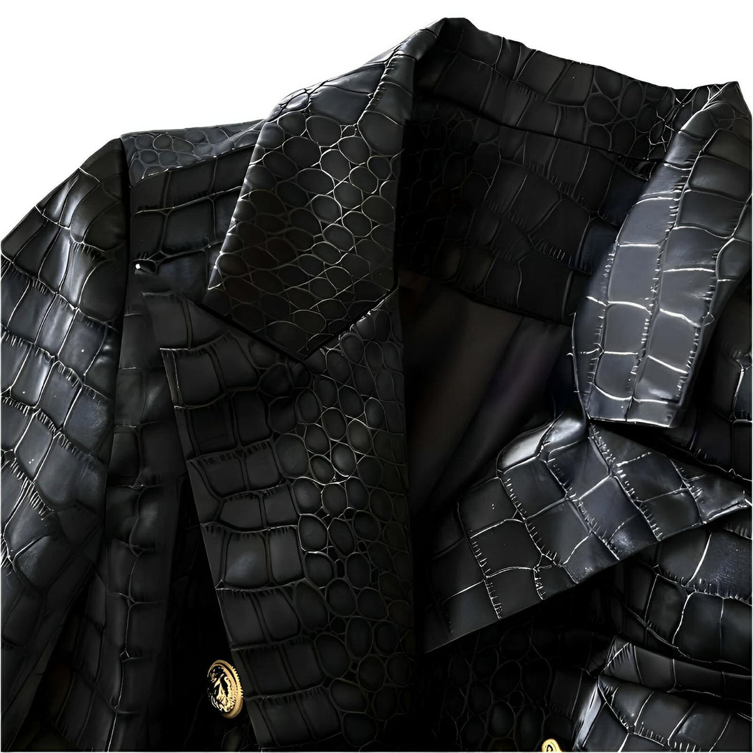 Una Faux Leather Blazer