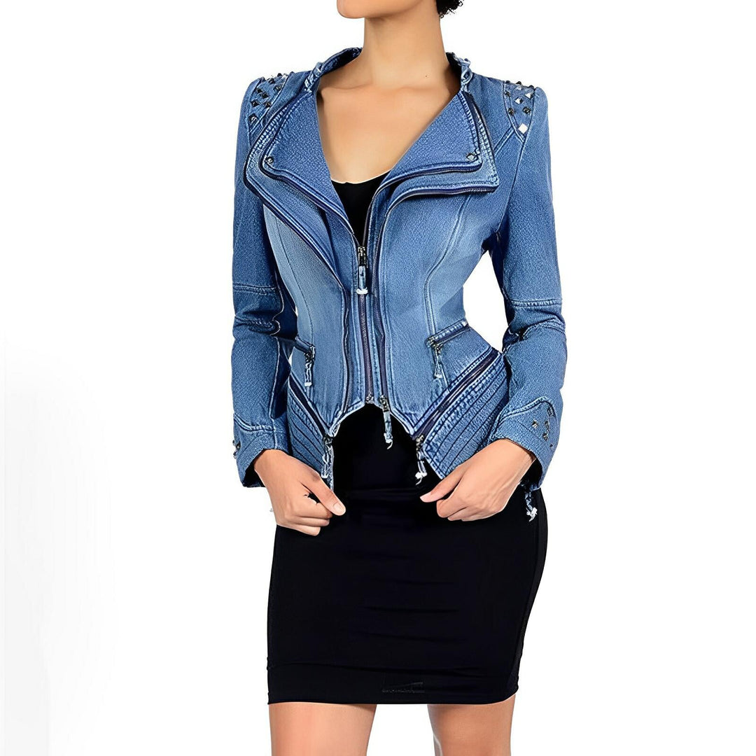 Xanthe Denim Biker Jacket