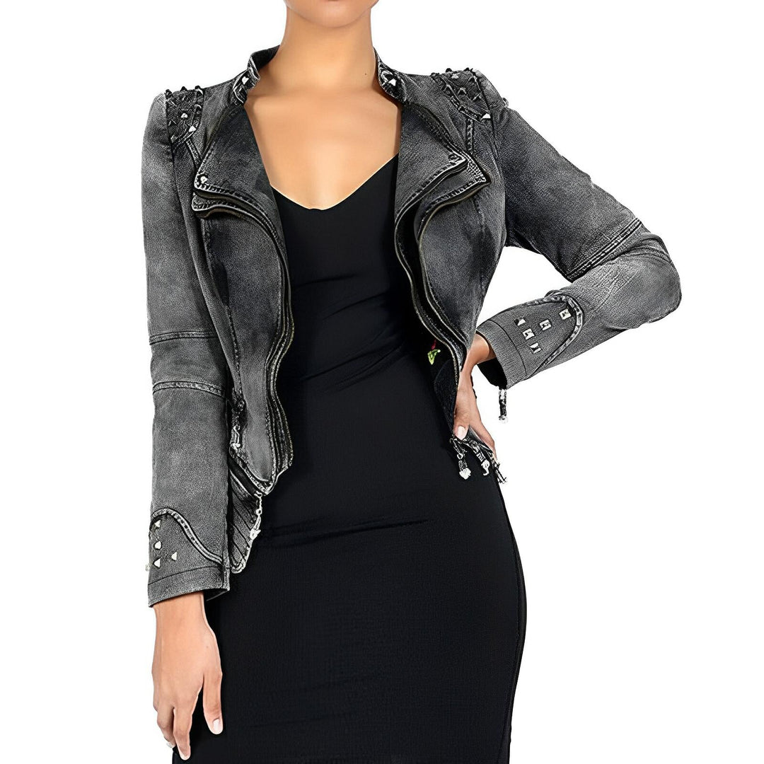 Xanthe Denim Biker Jacket