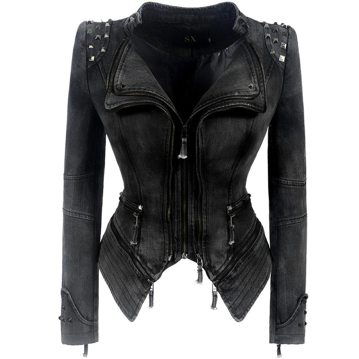 Xanthe Denim Biker Jacket