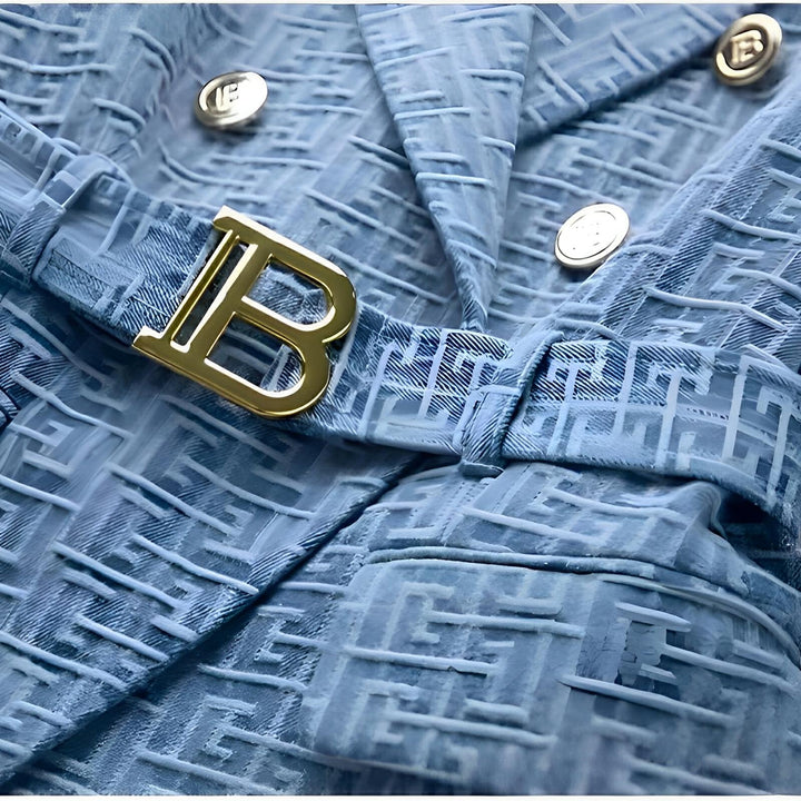 Bianca Belted Blazer - Denim Blue 