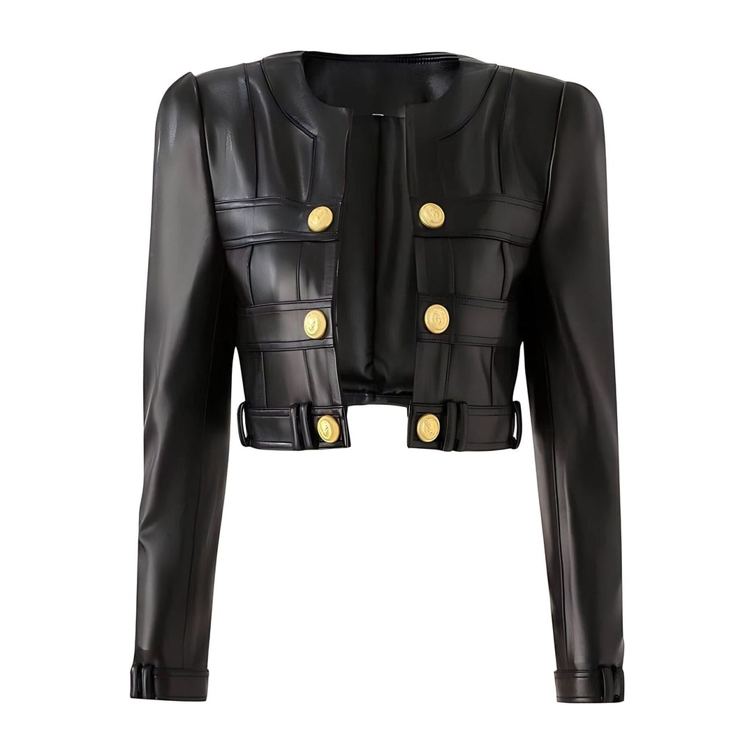 Nya Cropped Leather Jacket 