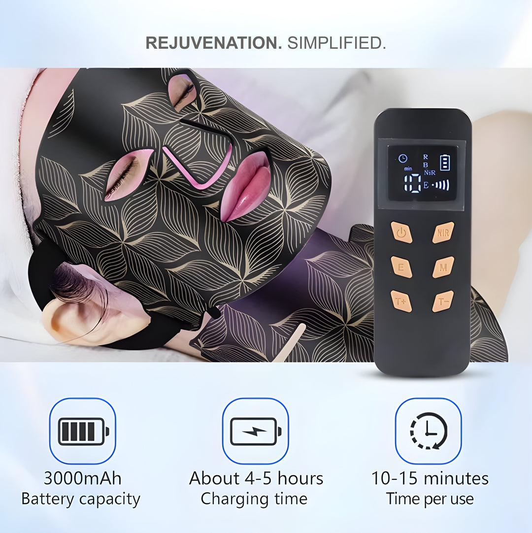 Olara 8-Color LED Face & Neck Mask — Anti-Aging Red Light Therapy 
